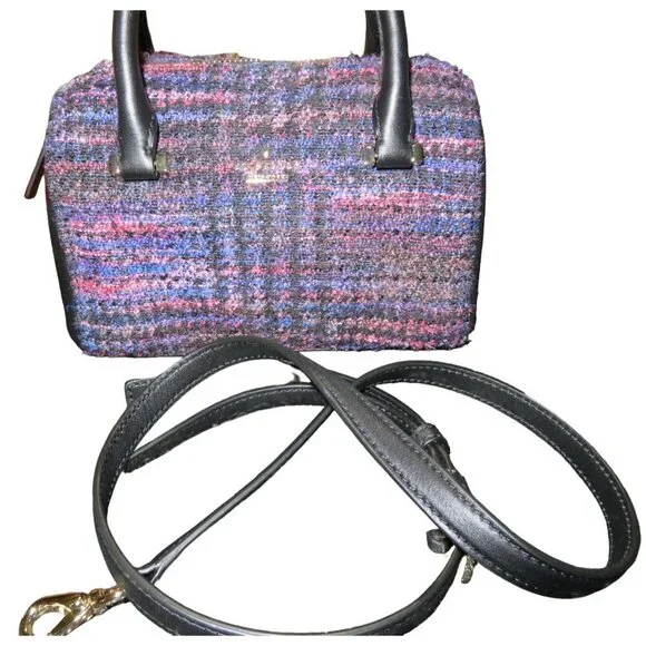 Kate Spade New York Purple Italian Autumn Tweed Emerson Place Lane Boston Bag - Picture 3 of 13